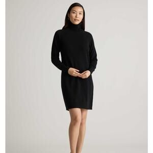 Quince Long Sleeve Cashmere Sweater Dress Large Black Turtleneck Minimalist